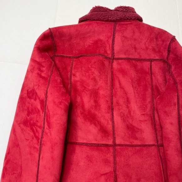 STYLE & Co. Red Faux Sherpa Paneled Zip Up Collared Jacket Size Large - Picture 5 of 10